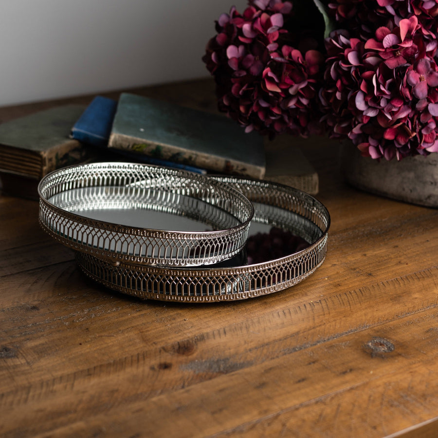 Set of Two Circular Nickel Trays