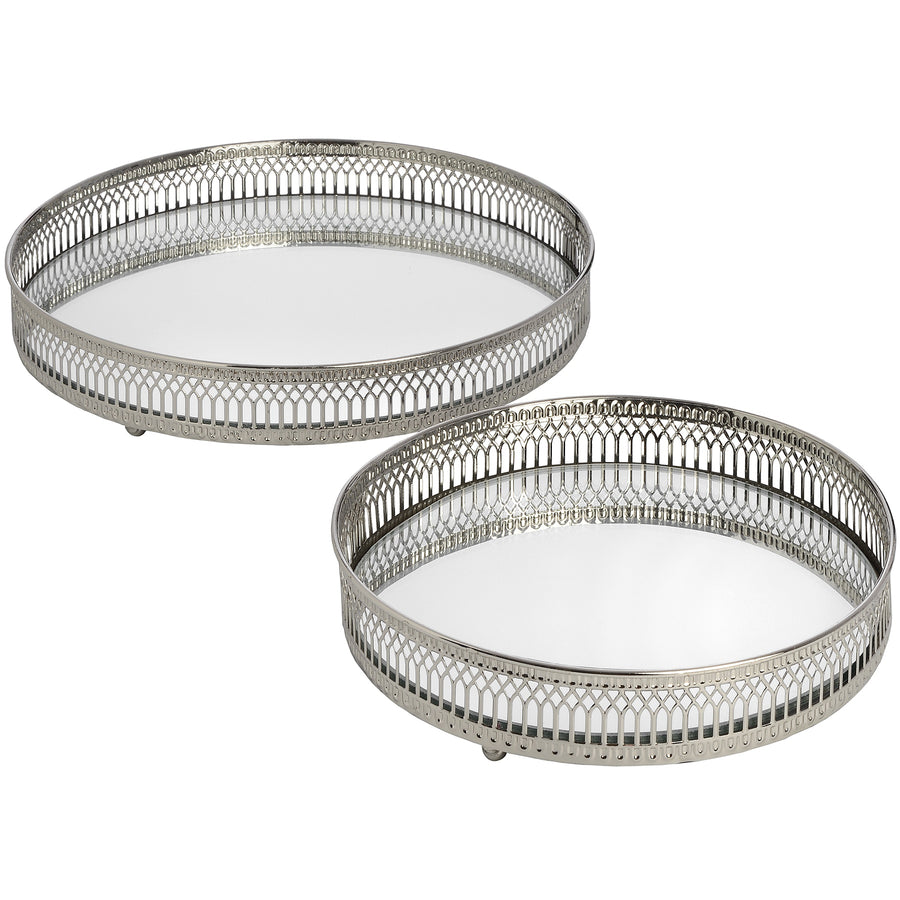 Set of Two Circular Nickel Trays