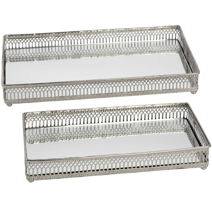 Set of Two Rectangular Nickel Trays