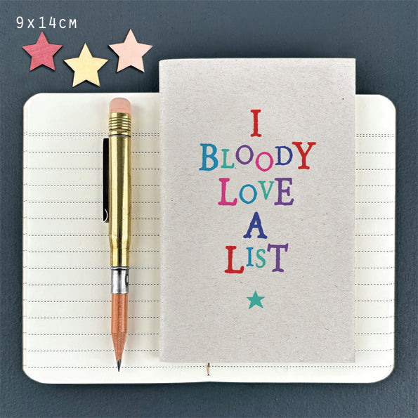 Wobbly word note book-Bloody love a list