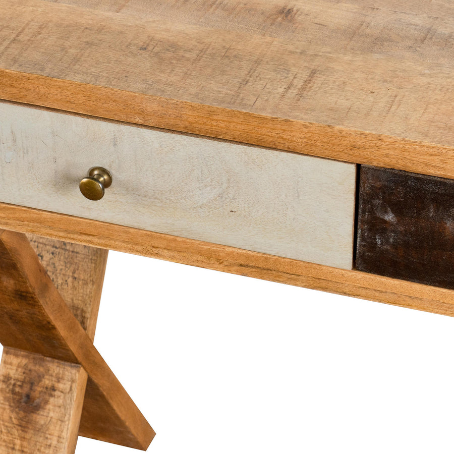 Reclaimed Industrial Console with Cross Leg