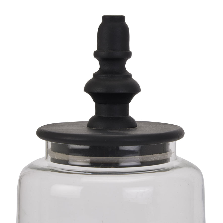 Black Finial Tall Glass Canister