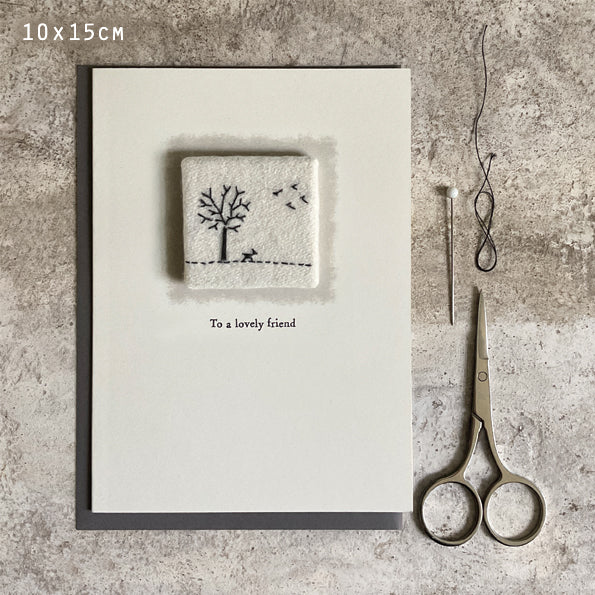 Embroidered card-Lovely friend