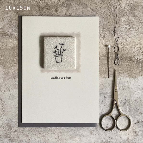 Embroidered card-Sending hugs