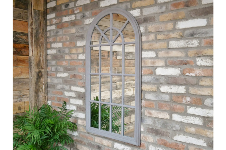 Grey Arch Window Mirror