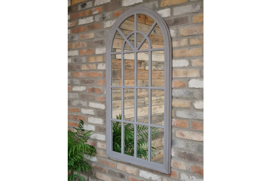Grey Arch Window Mirror