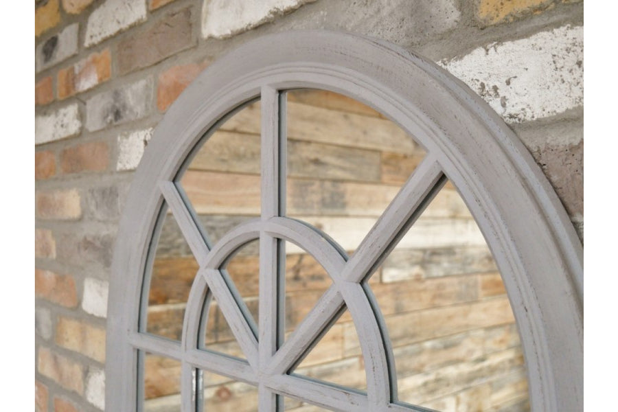 Grey Arch Window Mirror