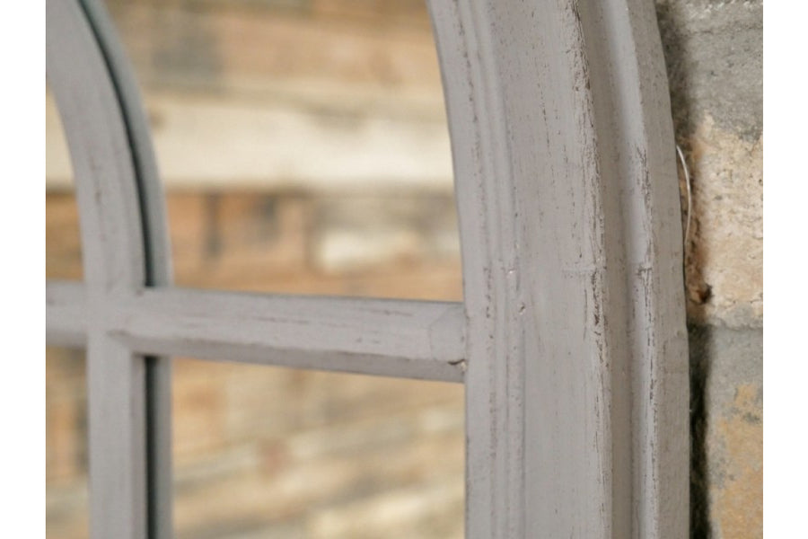 Grey Arch Window Mirror