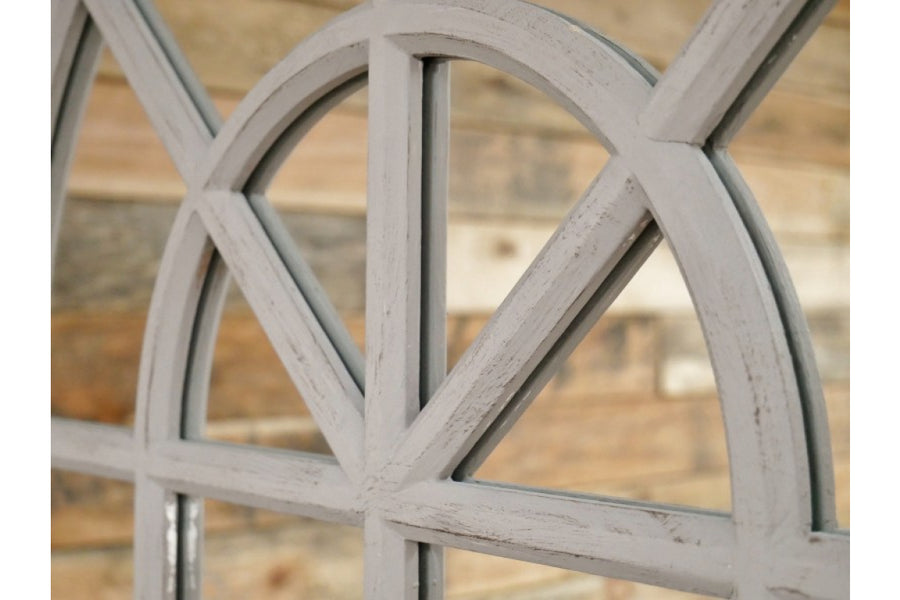 Grey Arch Window Mirror