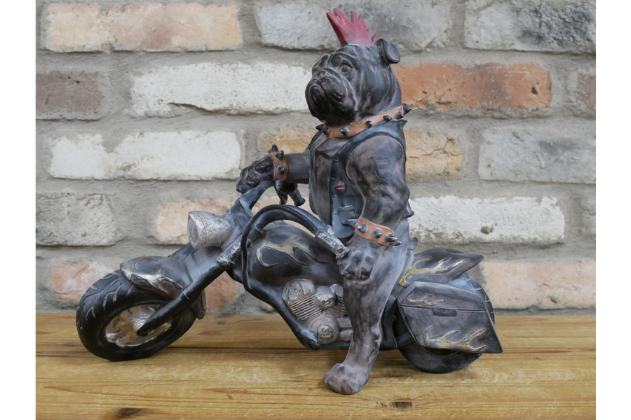 Bulldog on a Motorbike Statue