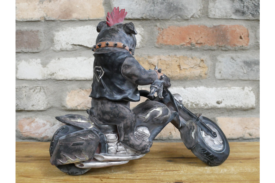 Bulldog on a Motorbike Statue