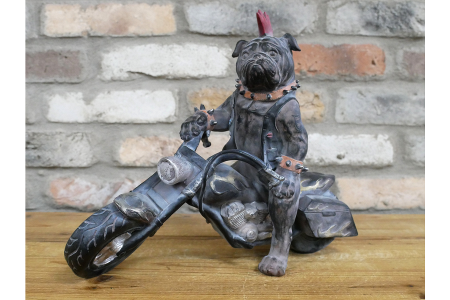 Bulldog on a Motorbike Statue