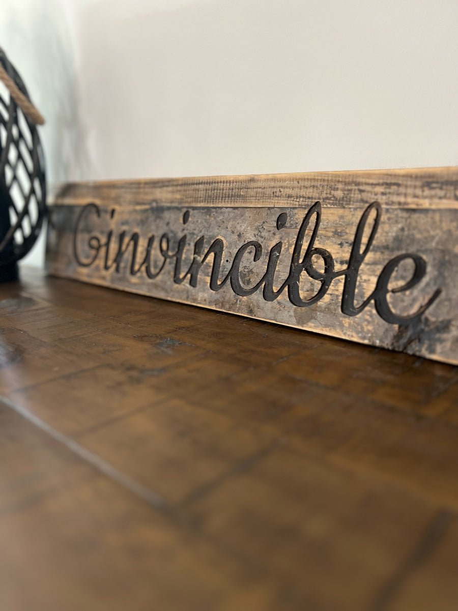 Ginvincible Rustic Wooden Message Plaque