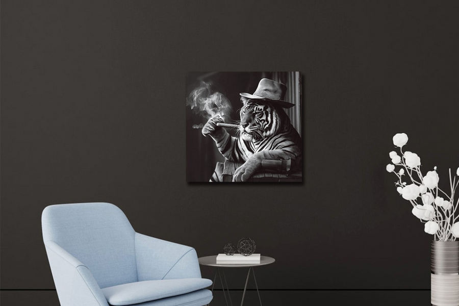 Smoking Tiger Wall Art - Mini
